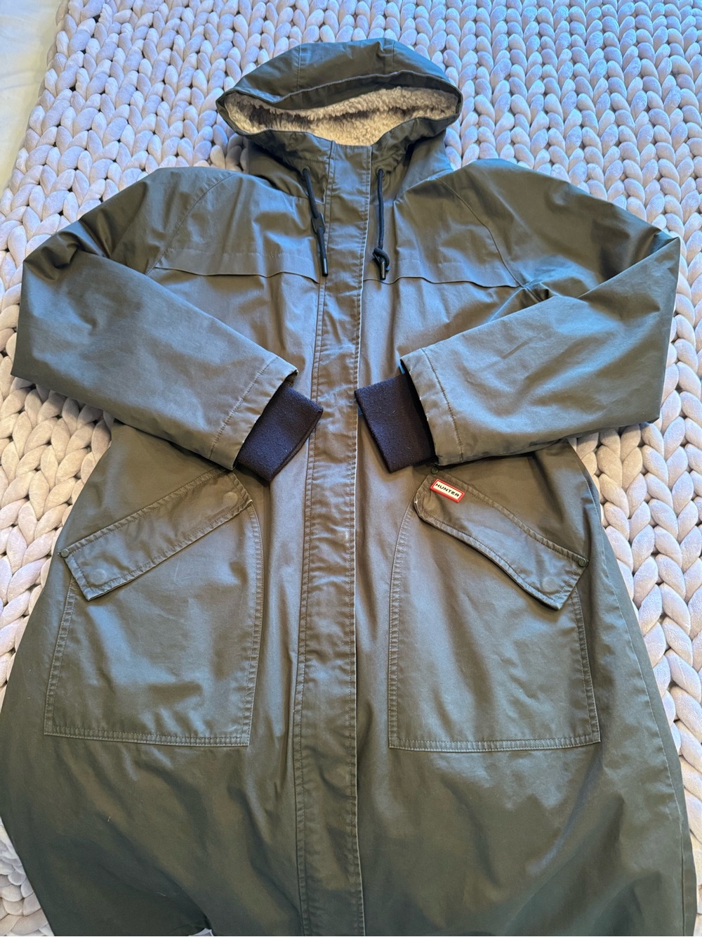 Hunter Olive Green Hooded Coat - Picture 6 of 10